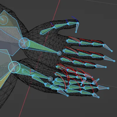 Rigged 3D hand model of the signing avatar